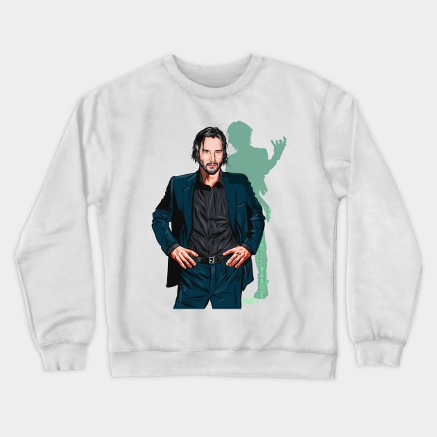 Keanu Reeves - An illustration by Paul Cemmick Crewneck Sweatshirt by PLAYDIGITAL2020